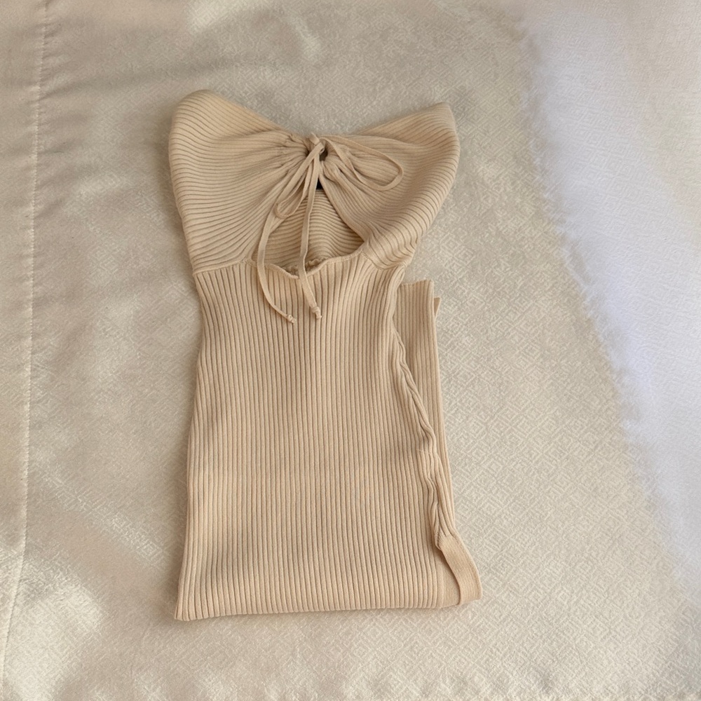 Windsor Tan Ribbed Midi Dress